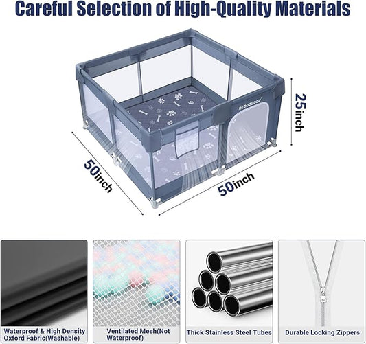 50×50×27 Inch Pet Whelping Box, Doggy Play Pen for Pets, Dogs, Puppies, Kitten, Dog Playpens Indoor with Machine Washable Urine Pad - Small Puppy Playpen, Rabbit Pen Indoor