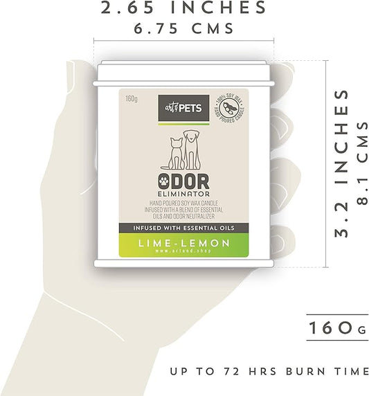 Art & Pets Pet Odor Eliminator Candle Appx 72 Hrs Burning Time | Natural Scented Soy Wax Candle | Dog Smell Eliminator Candle | Cat and Dog Odor Eliminator Candle | Pet Candle (Lime Lemon)