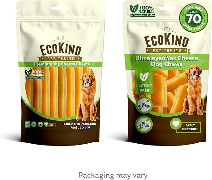 EcoKind Premium Gold Yak Cheese Himalayan Dog Chews, Healthy Dog Treats, Yak Chews for Small Dogs, All Natural, Long Lasting Dog Chew, High Protein Puppy Treat, Small - 70+ Chews (5 lbs)