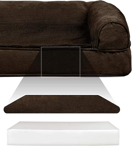 Furhaven Orthopedic Dog Bed for Large Dogs w/ Removable Bolsters & Washable Cover, For Dogs Up to 125 lbs - Plush & Suede Sofa - Espresso, Jumbo Plus/XXL
