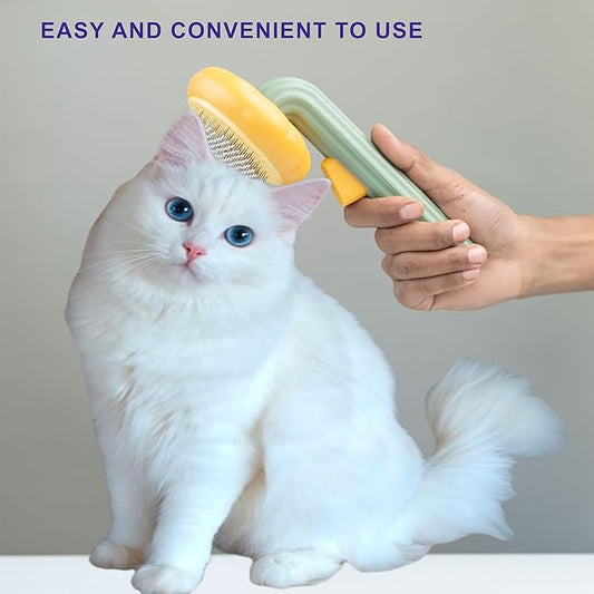 Self Cleaning Slicker Brush, Dog Cat Bunny Pet Grooming Shedding Brush - Easy to Remove Loose Undercoat, Pet Massaging Tool Suitable for Pets with Long or Short Hair (Orange & Green)