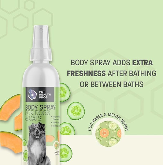 Cucumber Melon Scented Dog Deodorizing Spray for Dogs and Cats - Long Lasting Pet Cologne and Deodorizer - 8 oz