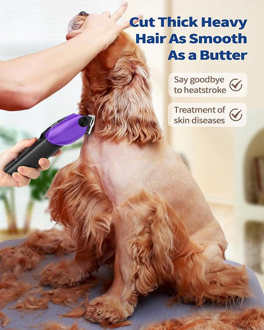 3 in 1 Dog Grooming Kit for Heavy Thick Hair&Coats, Low Noise Dog Clippers for Grooming, Rechargeable Cordless Pet Shaver with Storage Box, Dog Paw Trimmer for Small and Large Dogs Cats