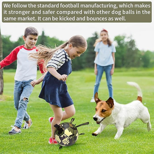QDAN Dog Toys Soccer Ball, Interactive Dog Toys for Tug of War, Dog Tug Toy, Dog Water Toy, Durable Dog Balls for Medium & Large Dogs-Camouflage(8 inch)
