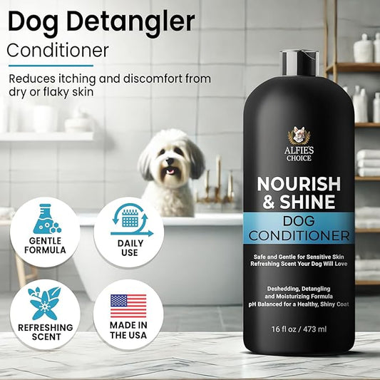 Dog Conditioner for Itchy Skin & Detangling – Calming & Moisturizing Formula with Lavender, Rosemary & Vitamin E – Softens Coat & Eases Brushing – Hypoallergenic – 16 fl oz