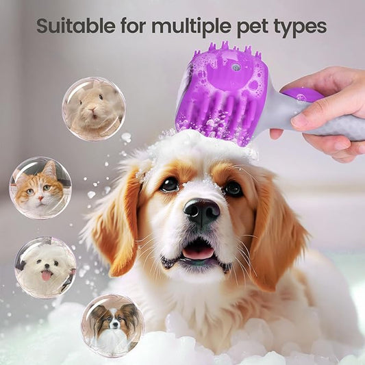 Dog Bath Brush | Dual-Side Dog Shampoo Brush | Dog Scrubber for Bath | Dog Grooming Brush with Non-Slip Handle Dog Washing Brush for Pets Deshedding, Massaging & Grooming
