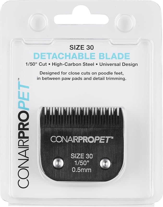 CONAIRPRO dog & cat Steel Replacement Blade (0.5mm, Size 30, 1/50" Blade Finish) - for CONAIRPRO Dog Clippers, Durable Carbon Steel Cutter, Fits all Detachable Clippers
