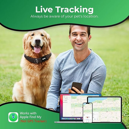 Smart Pet Tracker, Dog Tracker with Collar Holder, Smart Tag for Seamless Location Tracking, No Monthly Fee MFi Certificated, Work with Find My, No GPS Tracker, iOS Only, Black