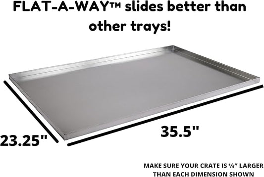 Red Hound Auto Metal Replacement Tray for Dog Crate 35.5 x 23.25 Inches Flat-A-Way Heavy Duty Galvanized Steel Chew Proof Kennel Cage Pan Leakproof Liner