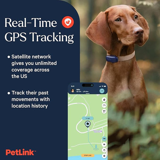 GPS Dog Tracker - Real-time Pet Tracker Collar - Waterproof Dog Tracker GPS with Virtual Fence