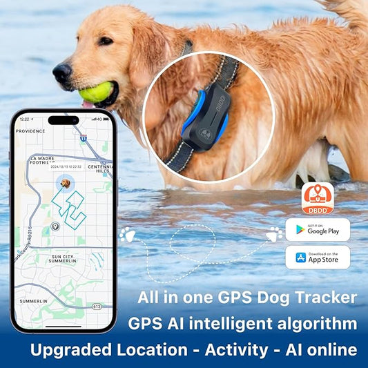 AI GPS Tracker for Dogs (30lbs+), Real Time Location and AI Vet Health Management, Electronic Fence, Waterproof, iOS and Android Universal(Black)