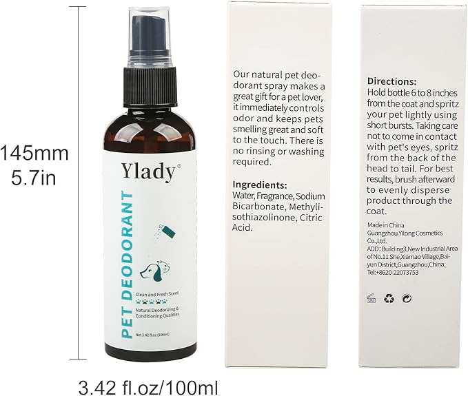 Dog Deodorizing Spray, 100ml Dog Perfume Spray Long Lasting Pet Body Spray Odor Eliminator Cat Deodorizer Spray, Pets Deodorant for Smelly Dogs Fur Skin Clean Fresh (100ml/3.42oz)