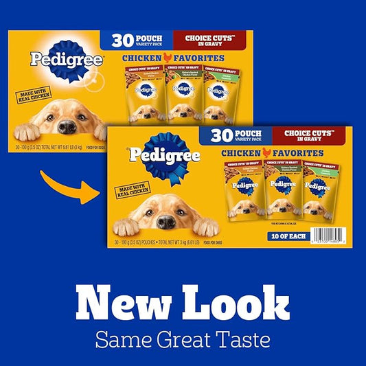 Pedigree Choice Cuts in Gravy Adult Soft Wet Dog Food 30-Count Variety Pack, 3.5 oz. Pouches