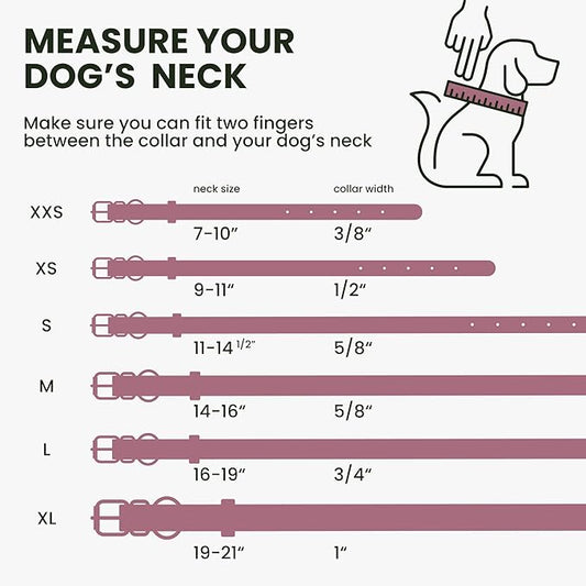 BRONZEDOG Rolled Leather Dog Collar with QR ID Tag Adjustable Soft Round Collars for Small Medium Large Dogs Puppy Cat (16" - 19" Neck Size, Lavender)