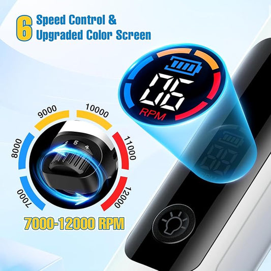 Dog Nail Grinder, 6-Speed Quiet Electric Dog Nail Trimmers, Dog Nail Clippers with File for Small Medium Large Dogs, Cats, Rechargeable Pet Paw Grooming Supplies Kit, 2 Grinding Wheels (White)