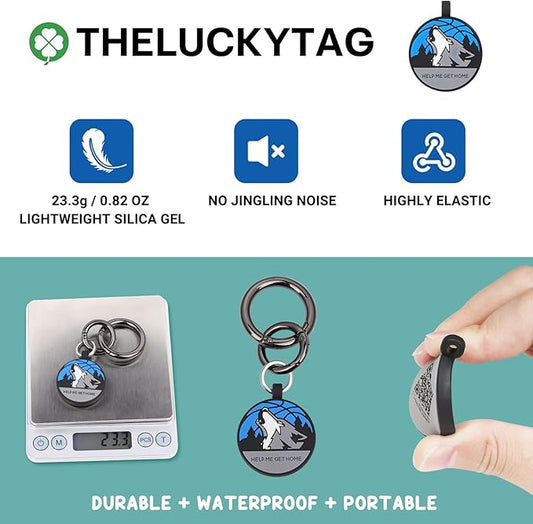 Upgraded Personalized Dog Tags Engraved with 3D QR Code for Dogs Cat Collar - Silicone Silent Pet Tag - Create Online Profile No APP Requirement (Blue-Wolf-Black QR)