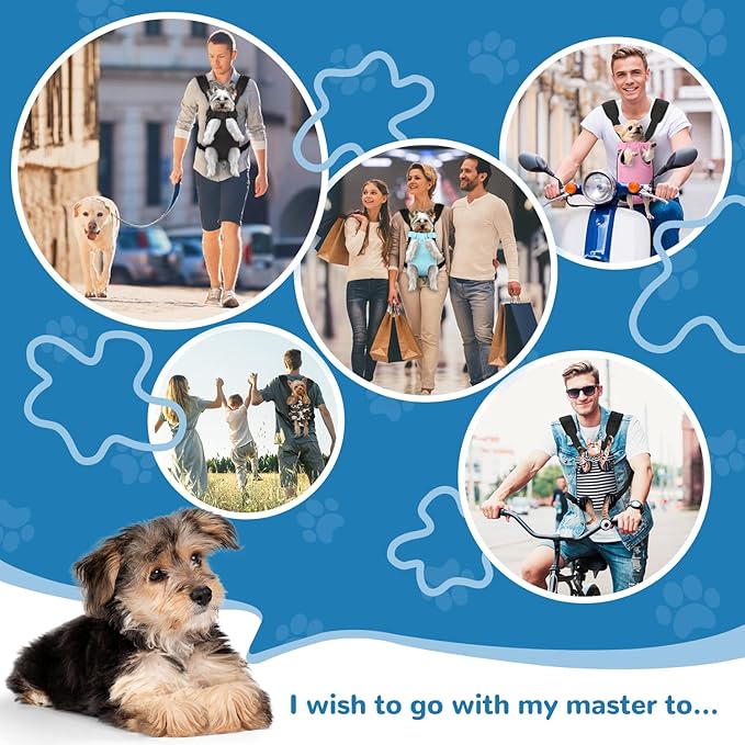 YUDODO Pet Dog Carrier Backpack Adjustable Dog Front Carrier, Legs Out Easy-Fit Dog Travel Backpack Carrier for Hiking Camping for Small Medium Dogs Cats and Rabbits (Small (Pack of 1), B-Sky)