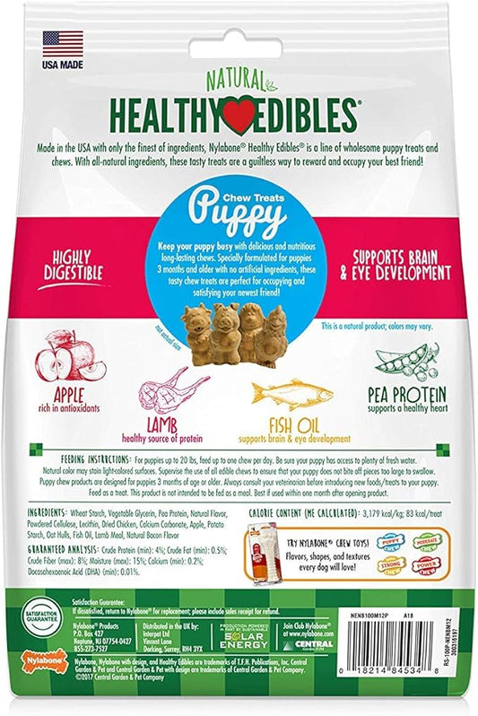 Nylabone 3 Pack of Healthy Edibles Puppy Chew Treats, 11 Ounces Each, Lamb and Apple Flavor, Made in The USA