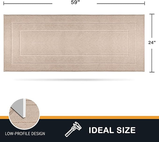 PURRUGS Dirt Trapper Door Mat 24" x 59.5", Non-Slip/Skid Machine Washable Entryway Rug, Dog Door Mat, Super Absorbent Welcome Mat for Muddy Wet Shoes and Paws, Beige