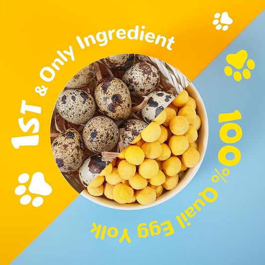 Freeze Dried Quail Egg Yolk Pet Treats, Freeze-Dried Pet Food for Dogs, Cats, Pure Fresh Ingredient, 4.2 oz, Rawhide Free, Gluten&Grain Free