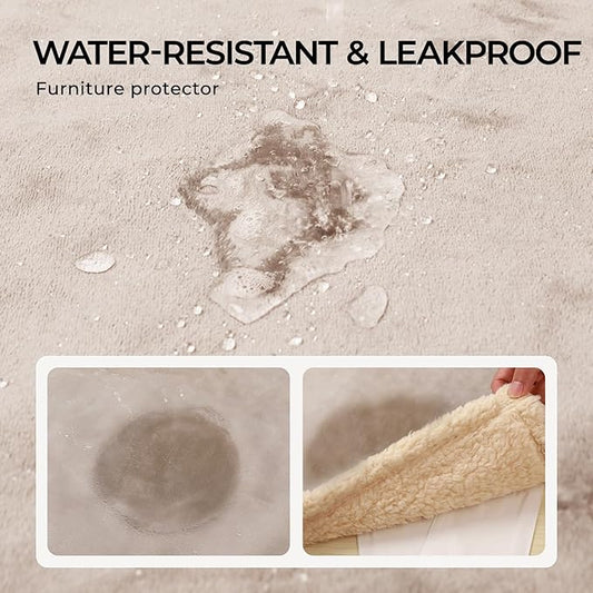 Waterproof Pet Blanket, Liquid Pee Proof Dog Blanket for Sofa Bed Couch, Reversible Sherpa Fleece Furniture Protector Cover for Small Medium Large Dogs Cats, Grey White Large(65" x 57")