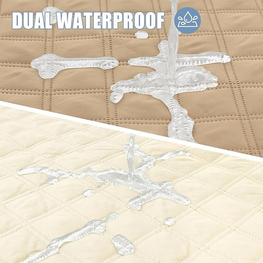 Smiry Waterproof Dog Blanket, Reversible Dog Bed Cover Pet Blanket, Soft Couch Cover for Dogs Washable, Bed Couch Sofa Furniture Protector for Puppy Cat Kids (82"x102", Camel/Beige)