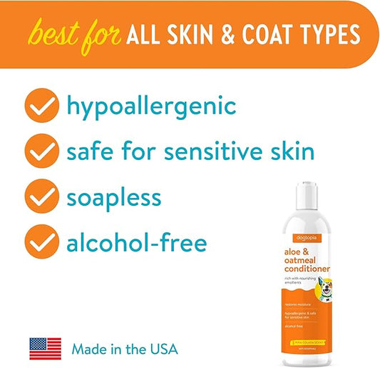 Everyday Aloe & Oatmeal Conditioner – 16oz Piña Colada Scent | Nourishing Pet Combo for Dogs and Pets | Rich with Soothing Emollients | Alcohol-Free, Soapless & Tearless