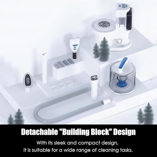 Pet Grooming Kit with 3.4L Oversized Vacuum Suction - 99% Pet Hair Removal - Professional Dog Clippers & Shedding Tools for Cats, Teddy, Poodle, Golden Retrievers (Metallic White)