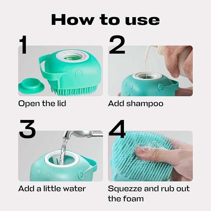 Pet Grooming Bath Massage Brush for Dogs and Cats โ Perfect for Bathing and Shedding