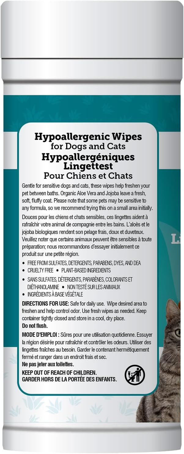 Espree Pet Hypoallergenic Aloe Wipes, Cleaning and Odor-Controlling Grooming Wipes for Paws, Cat Grooming, Dog Care, Perfect for Puppy and Adult Dogs, Fresh Baby Powder Scent, 50 Count