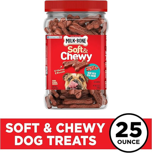 Milk-Bone Soft & Chewy Dog Treats Made With Real Bacon, 25 Ounce Container