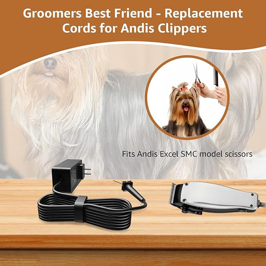 Replacement Cords for Dog Grooming Clippers,Compatible with Andis Excel SMC Model Clippers-12Ft Long Cord, Black