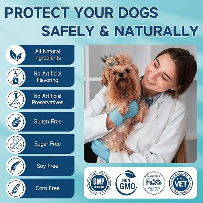 Flea and Tick Prevention for Dogs Chewables, 200 Soft Treats, Natural Dog Flea and Tick Treatment, Oral Flea Chews for Dogs Supplement, Flea and Tick Chews for Dogs Puppies, All Breeds & Sizes