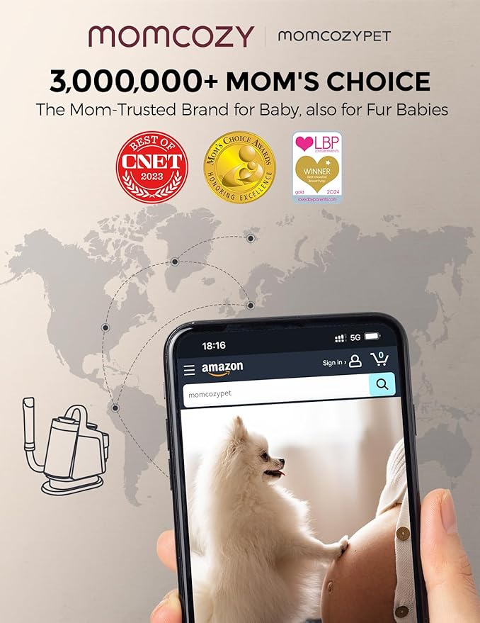 Dog Grooming Kit, FurEase Dog Grooming Vacuum with Dog Clippers, 13000Pa Powerful Pet Grooming Vacuum with 5 Pet Grooming Tools, 2.8L Dust Cup, Dog Vacuum for Shedding Grooming