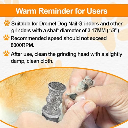 BGTEC Diamond Rotary Pet Nail Grinder Bits Dog Nail Grinder Replacement Head -5PCS 1/8" Replacement Grinder Wheel for Animals Nail Care(D)