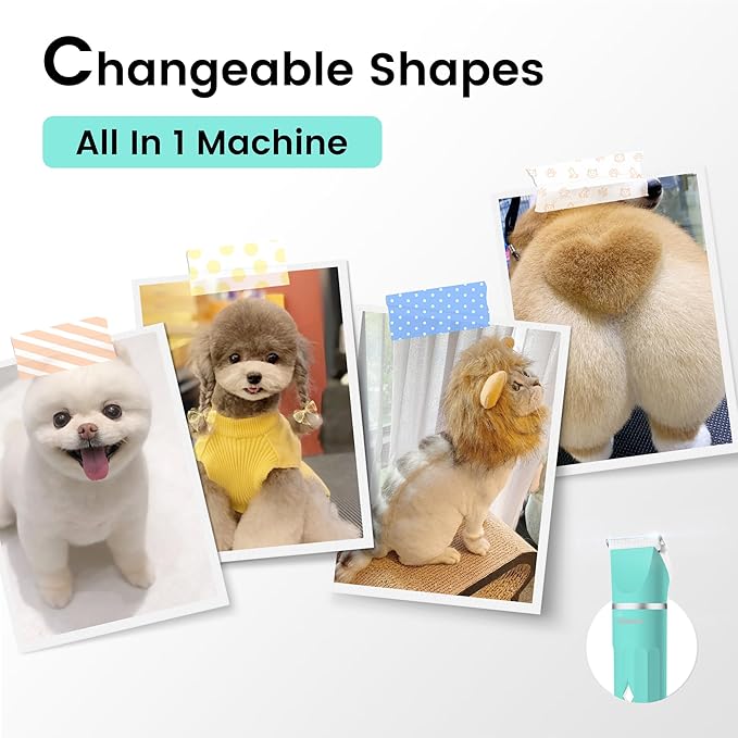 FERRISA 2 in 1 Dog Clippers for Grooming, Dog Hair Clipper for Grooming, Quiet Small Pet Grooming Kit, Electric Pet Hair Trimmer, Waterproof Cat Clipper with 2 Trimming Heads