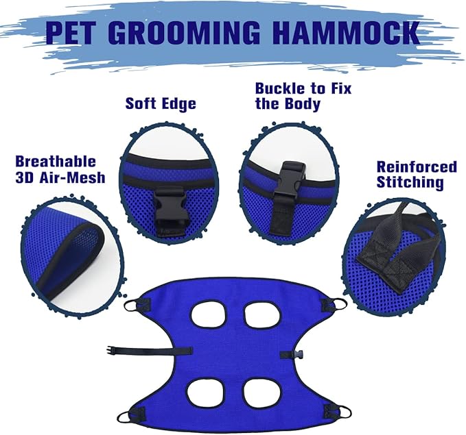 Pet Dog Grooming Hammock for Nail Trimming,Dog Restraint Hanging Harness for Nail Clipping,Dog Grooming Sling for Large Dogs with Nail Clippers/Nail File/Pet Comb,Claw Care(XL for 60lb)