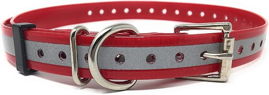 Replacement Strap for Dogtra Collars - 3/4" Wide Ultra-Durable Dog E-Collar Replacement for Training, Bark, Shock, Electric, and GPS Collars - 28" Adjustable Length Reflective Red