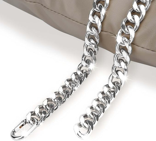 Cuban Link Chain Dog Durable Light Metal Dog Collar Silver Chain for Dog Cute Fashion Jewelry Accessories for Dogs Bulldog Pitbulls (19MM)(14)