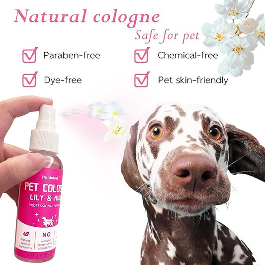 Pet Cologne, Lily & Musk Scent, Deodorize & Refresh, For Dogs, Cats, Puppies, 3.38 fl.oz (Lily & Musk)