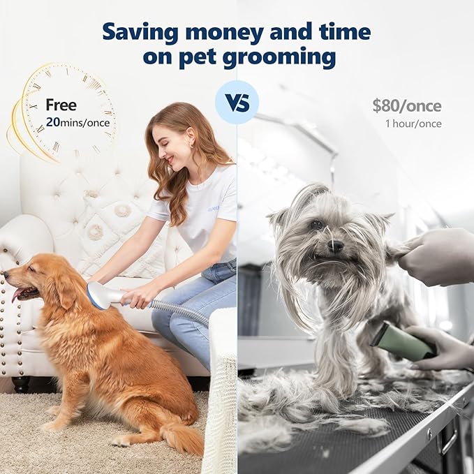 Pet Grooming Vacuum Kit, Dog Clippers for Grooming,Cat Hair Brush Shedding Trimmer Supplies Tool,15Kpa Super Suction Power