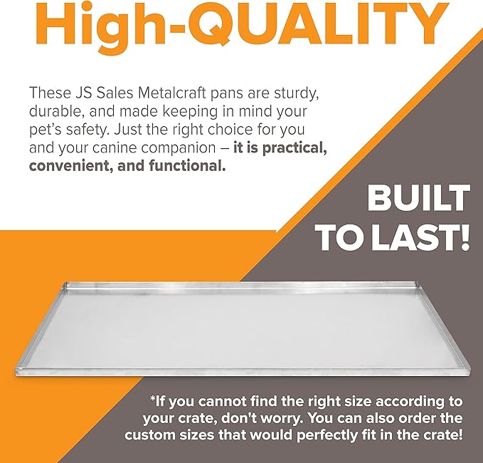 41.25" x 26.75" Metal Replacement Dog Crate Pan Chew Proof Crack Proof Pet Kennel Tray Central Dog Training Crate Pan Pet Supplies, Galvanized, 1" H