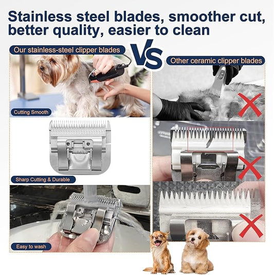 Clipper Blades Pet Grooming Clipper Replacement Blades Detachable Blade Compatible with andis/wahl/Oster Dog Clippers (10#&5FC)