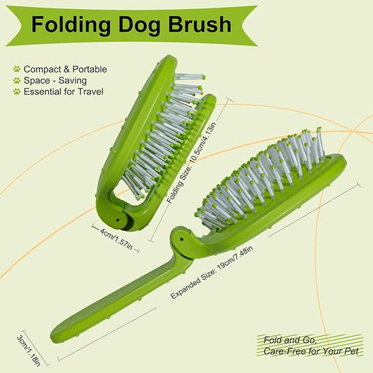 Foldable Cactus Puppy Brush Small Dogs Soft Bristles Grooming Tool Yorkie Shih Tzu Maltipoo Maltese (Dark Green)