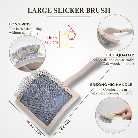 Specialized Grooming Tool for Great Pyrenees and Doodles (Goldendoodles, Poodles & Labradoodles) - Dog Slicker Brush & Comb Kit: Work Through Dense and Long Coats, for Both Matted Hair and Shedding