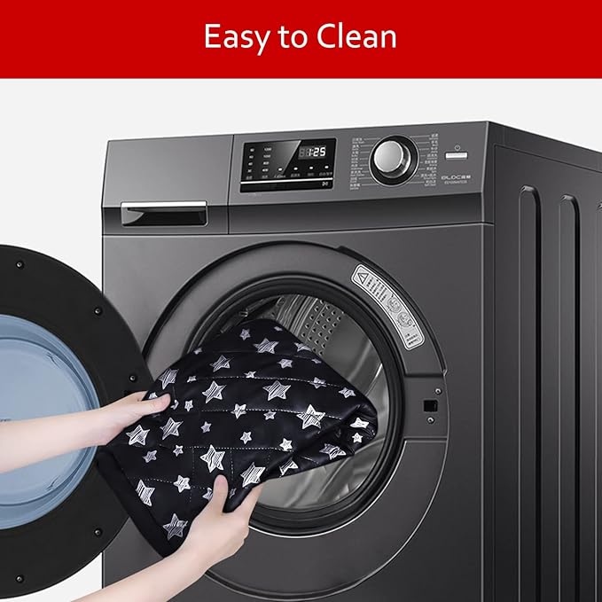 Dog Bed Covers Replacement Washable Pet Hair Easy to Remove, Waterproof Dog Bed Covers Noiseless Quilted, Pet Bed Cover Lovely Black Star Print, Puppy Bed Cover 22x35 Inches, for Dog/Cat, Cover Only