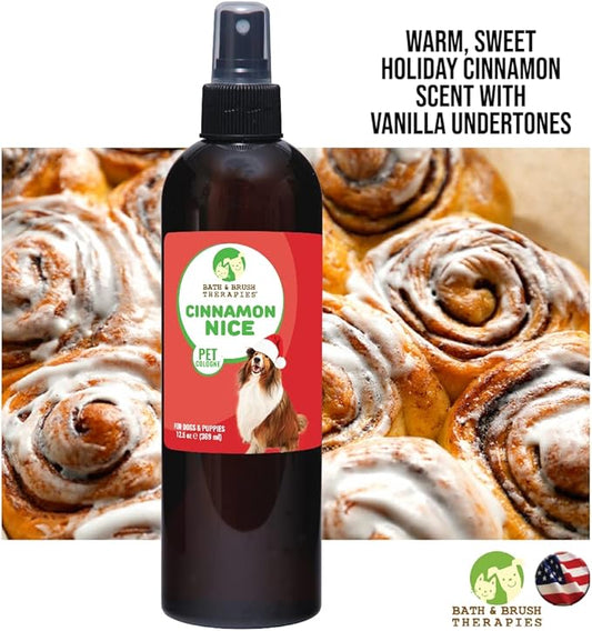 Bath & Brush Therapies® Pet Cologne Cinnamon Nice For Dogs 12.5 oz | Long-Lasting Odor Eliminator | Paraben-Free | Biodegradable & Non-Toxic | Made in USA