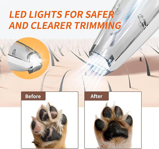 SmartTail Dog Paw Trimmer, Cordless Pet Grooming Kit with Powerful Suction Vacuum, Hair Collection, LED Light, Low Noise, Small Dog Clippers for Face, Paws, Ears, Eyes, Feet