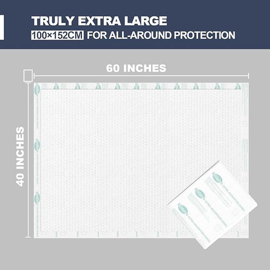 Heavy Duty Underpads 40"X60" Super Sized Chucks Pads 270 Grams Disposable Bed Pads with Strength Cloth Backing Extra Absorption Pads for Incontinence (100X152CM, 30 Count, Discreet Packaging)