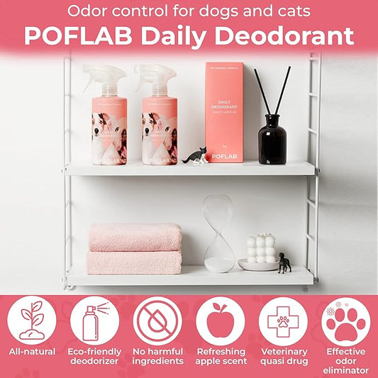 Pet Daily Deodorant - Dog Deodorizer Spray with Apple & Floral Fragrance - Refreshing Cat Deodorizing Cologne Mist with Mango Extract - Odor Eliminator Perfume for Dogs & Cats